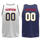 Custom White Blue Classic Style Reversible Basketball Uniform Personalized COOLMAX BBJR-D017030
