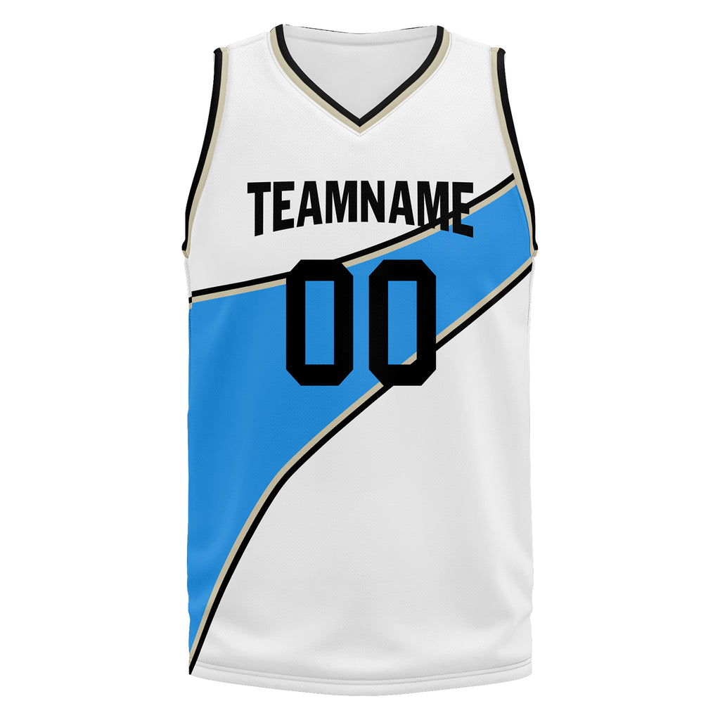 Custom White Blue City Edition Personalized Sports Uniform Authentic Basketball Jersey BBJ01-D06101-1