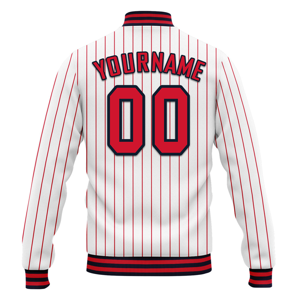 Custom White Red Stripe Fashion Jacket Bomber Full-Snap Varsity Letterman Personalized Jacket FZ005-D020219-4
