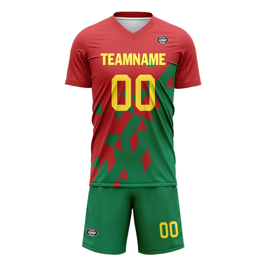 Custom Red Green Soccer Sets Jersey Personalized SCJ101-D28015