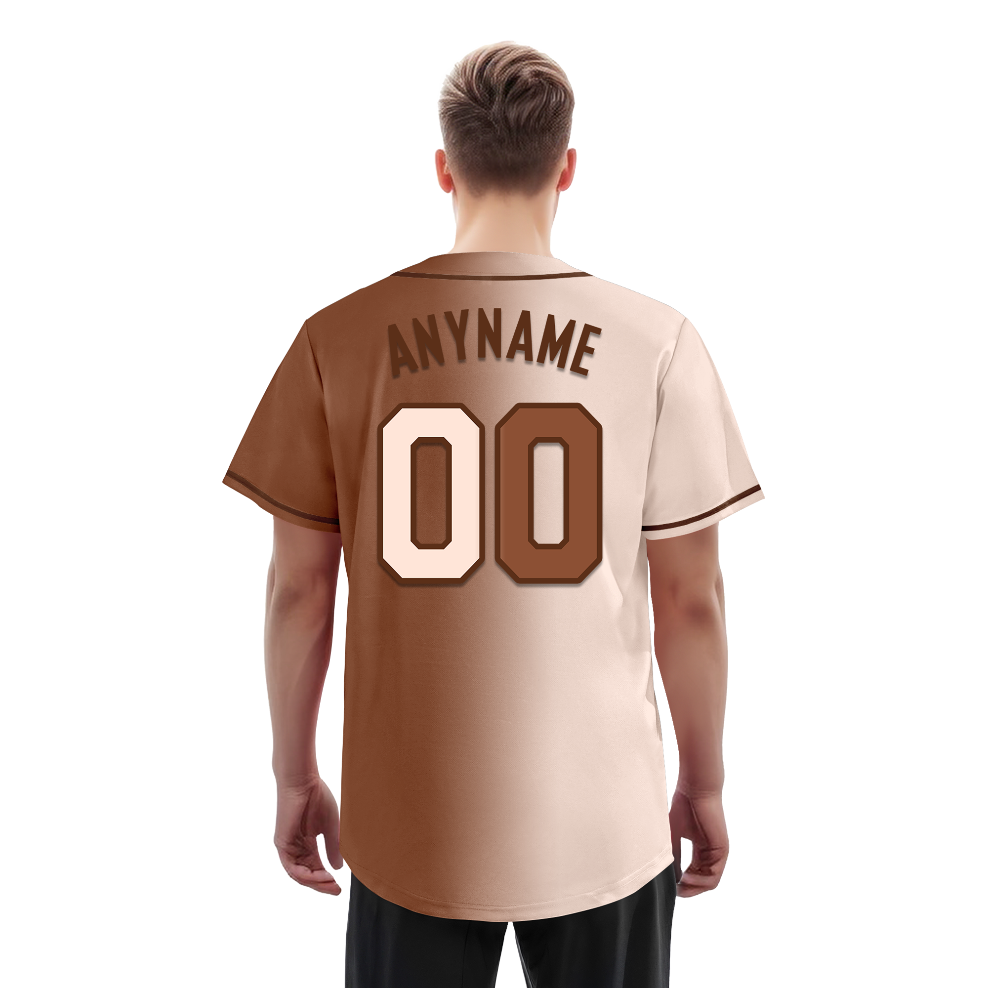 Custom Beige Brown Gradient Fashion Personalized Authentic Baseball Jersey BSBJ01-D0a708e