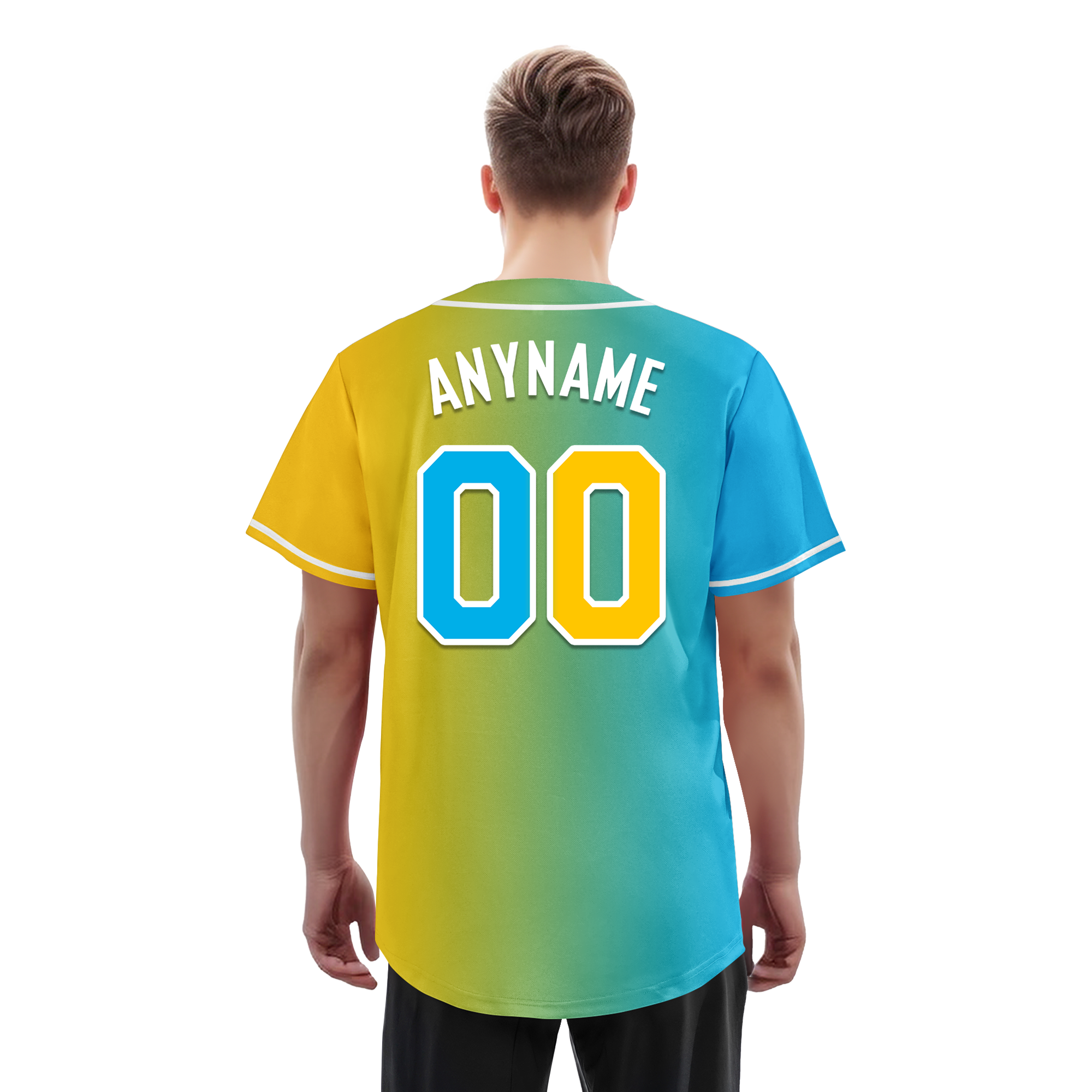 Custom Blue Yellow Gradient Fashion Personalized Authentic Baseball Jersey BSBJ01-D0a709b