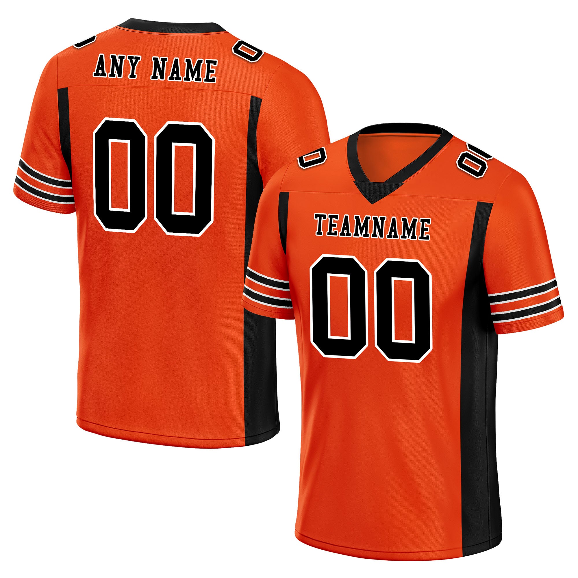 Custom Black Orange Striped Sleeves Personalized Authentic Football Jersey FBJ02-D06066
