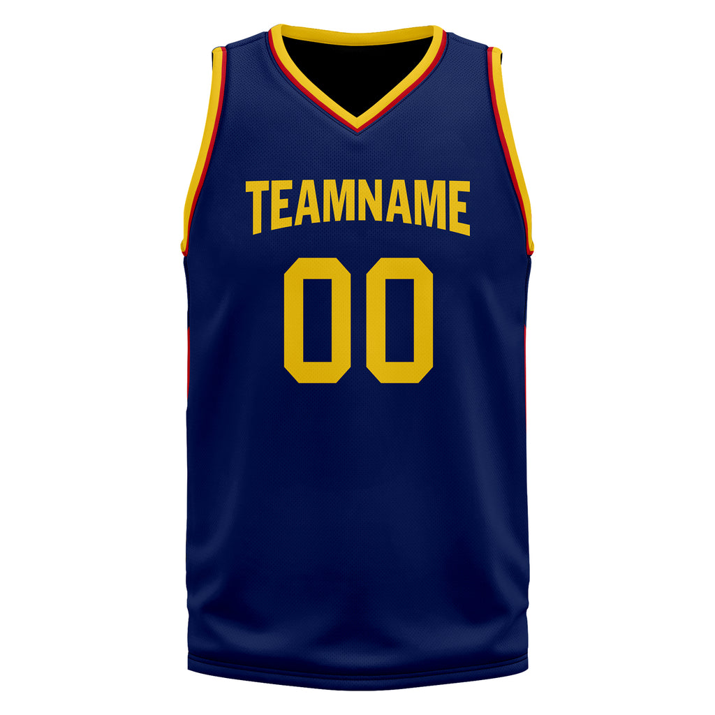 Custom Navy Blue Red Gold City Edition Personalized Sports Uniform Authentic Basketball Jersey BBJ01-D06101-10