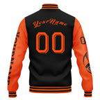 Custom Black Orange Cincinnati Jacket Bomber Full-Snap Varsity Letterman Personalized Jacket FZ005SX-D020290-6