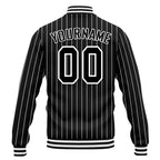 Custom Black White Stripe Fashion Jacket Bomber Full-Snap Varsity Letterman Personalized Jacket FZ005-D020219-1