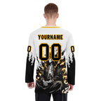 Custom White Black Gold Gothic Personalized Hockey Jersey HCKJ01-E0601-13