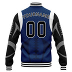 Custom Blue Black Indianapolis Jacket Bomber Full-Snap Varsity Letterman Personalized Jacket FZ005-D025004-16