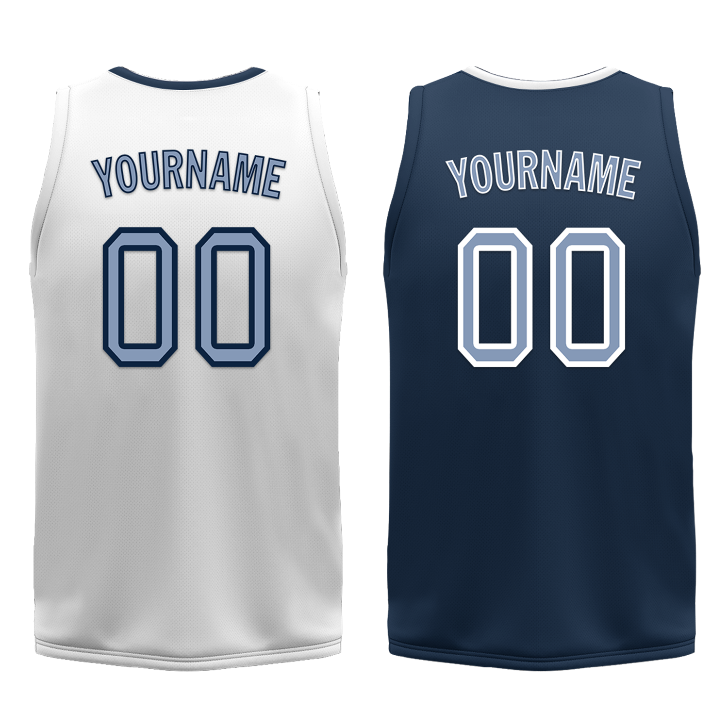 Custom White Blue Classic Style Reversible Basketball Uniform Personalized COOLMAX BBJR-D017043