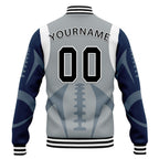 Custom Gray Seattle Jacket Bomber Full-Snap Varsity Letterman Personalized Jacket FZ005-D025004-27