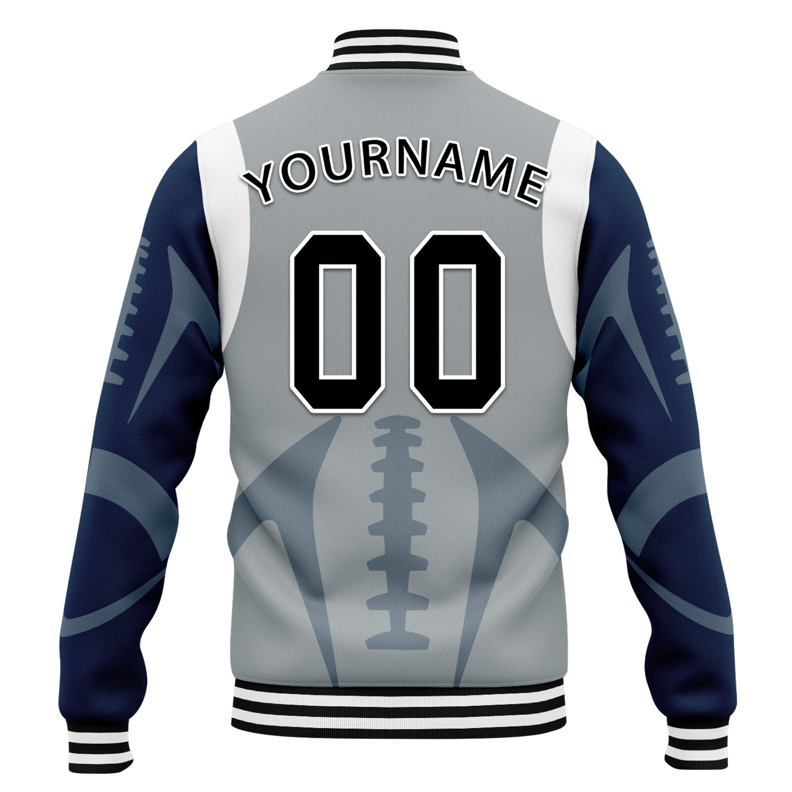 Custom Gray Seattle Jacket Bomber Full-Snap Varsity Letterman Personalized Jacket FZ005-D025004-27