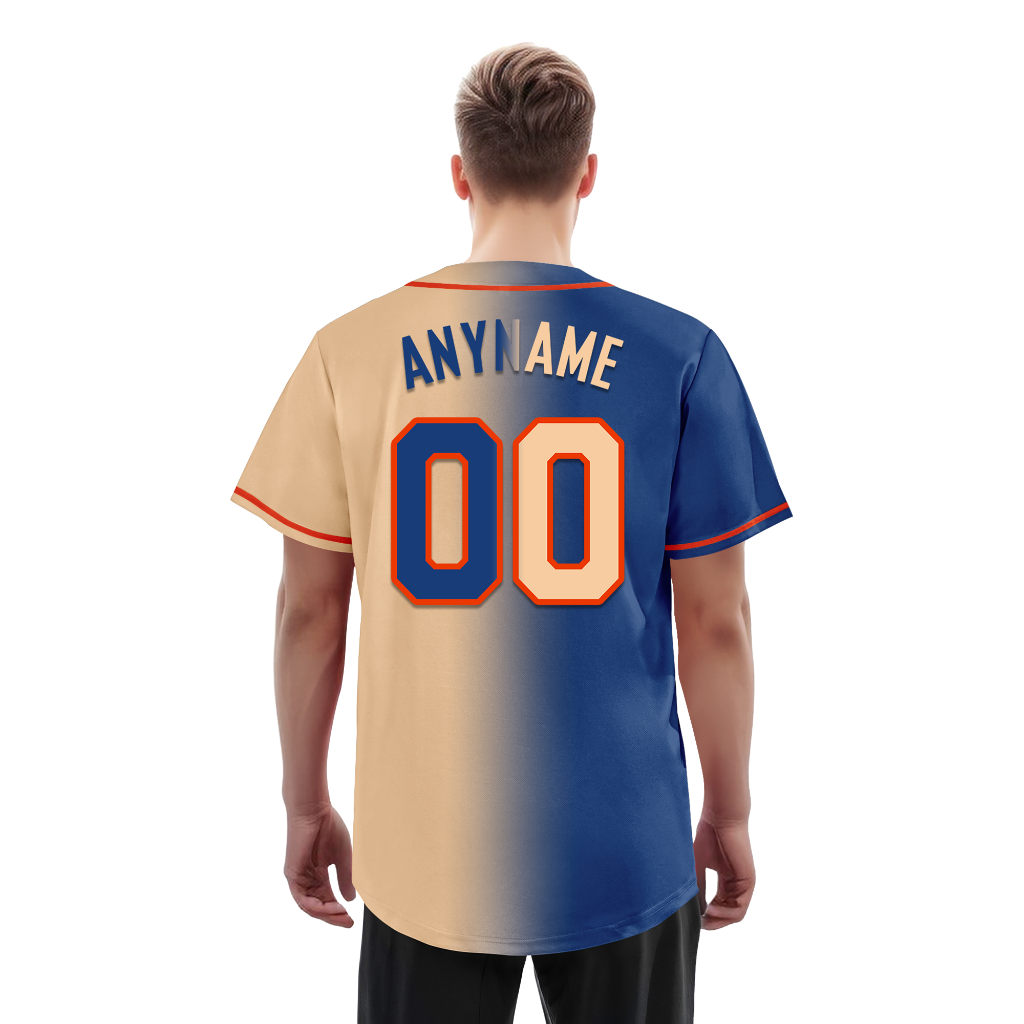 Custom Blue Beige Gradient Fashion Personalized Authentic Baseball Jersey BSBJ01-D0a7077