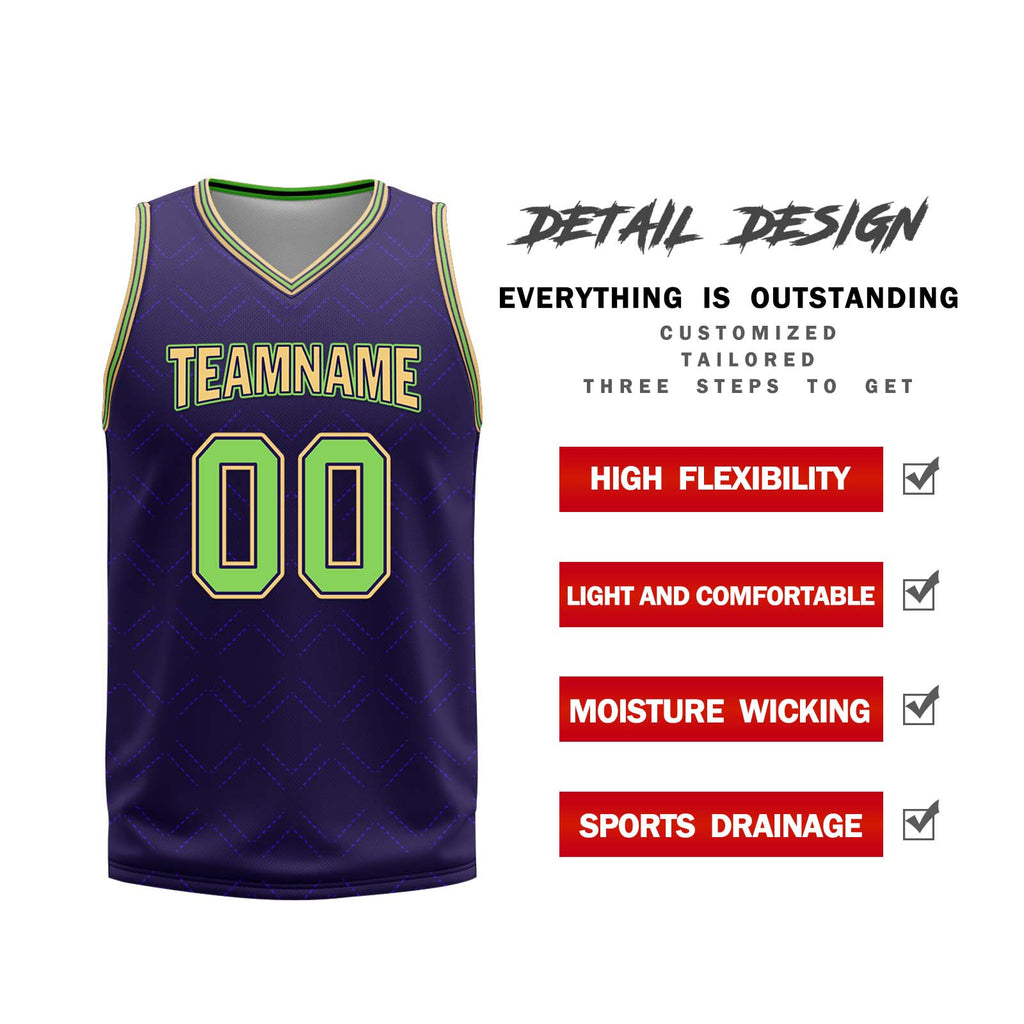 Custom Purple Green Gold New Orleans City Edition Personalized Reversible Basketball Set Sports Basketball Jersey BBJ01R-D0610-19