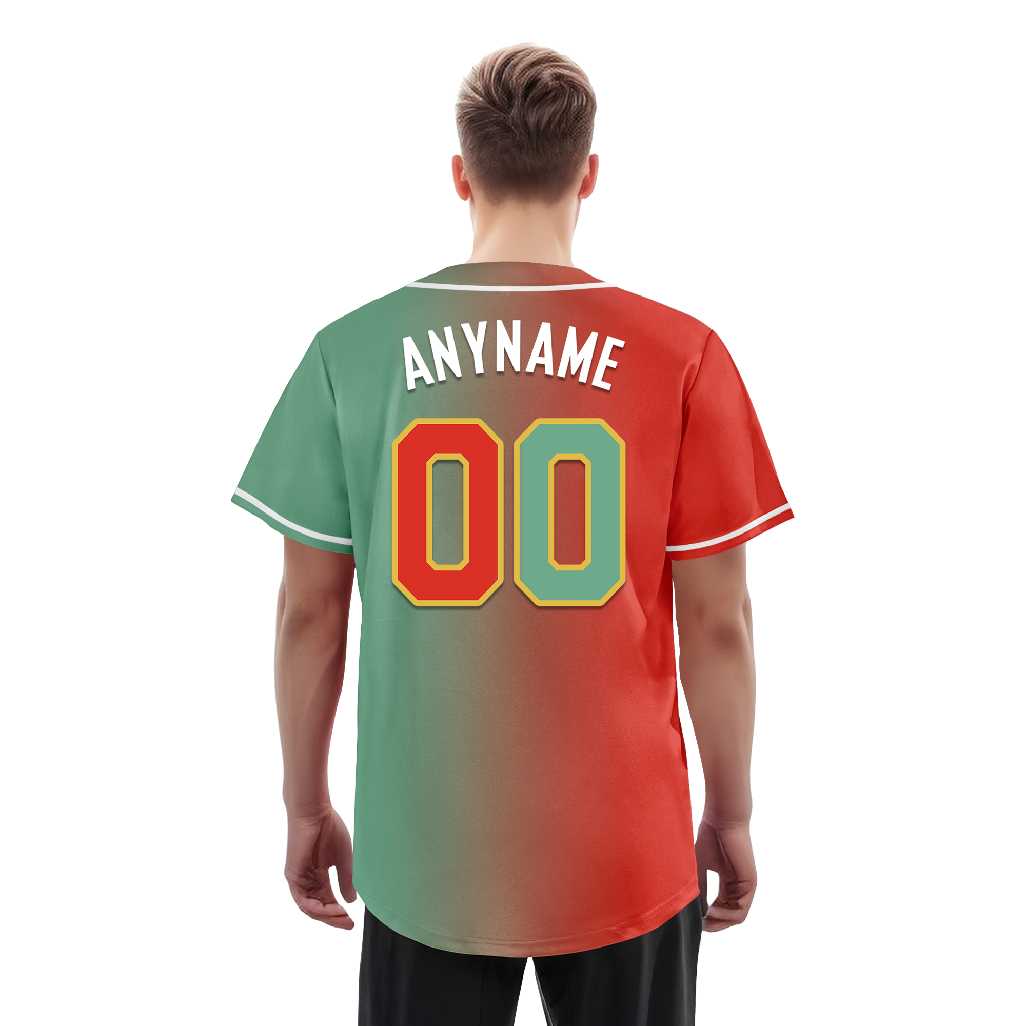 Custom Red Green Gradient Fashion Personalized Authentic Baseball Jersey BSBJ01-D0a7a09