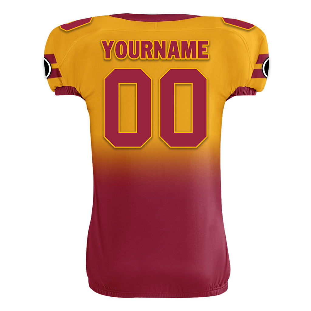 Custom Yellow Red Fade Fashion Arizona High-Performance American Football Jersey FBJ06-D020252-1