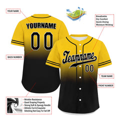 Custom Yellow Black Fade Fashion Personalized Authentic Baseball Jersey UN002-bd0b007b-c