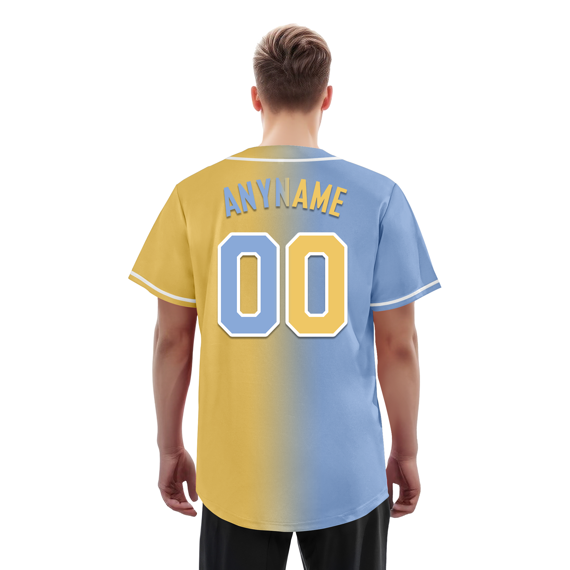 Custom Blue Yellow Gradient Fashion Personalized Authentic Baseball Jersey BSBJ01-D0a7079
