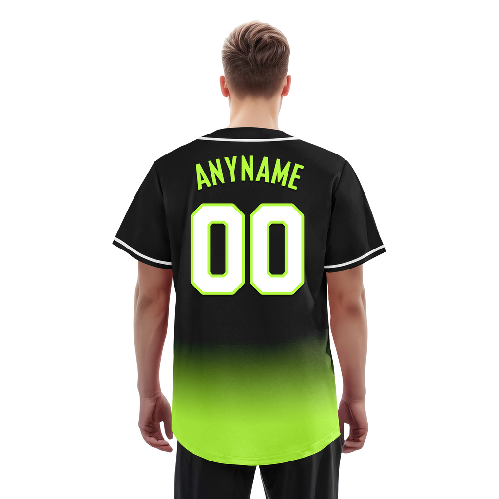 Custom Black Green Fade Fashion Personalized Authentic Baseball Jersey BSBJ01-D0a70e7