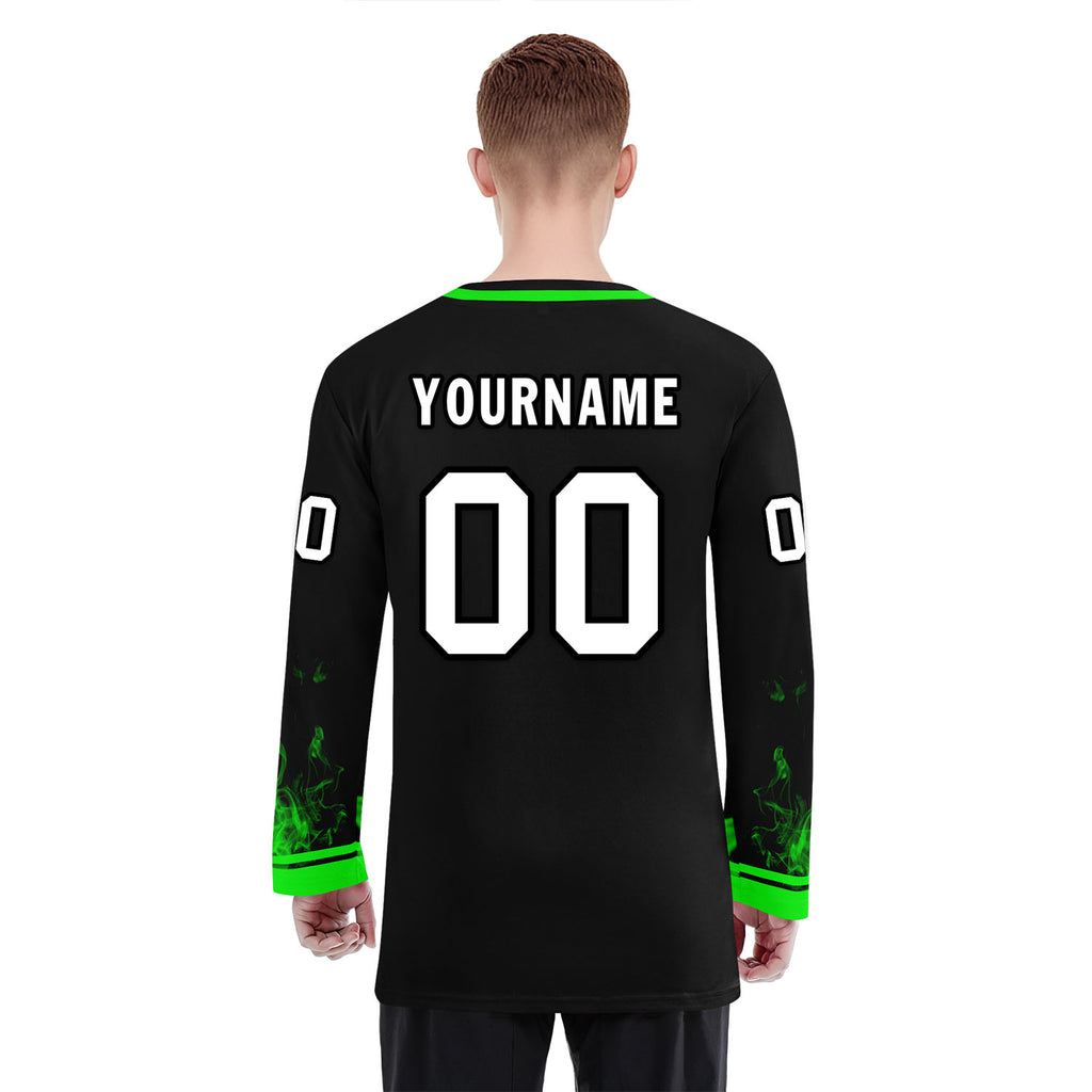 Custom Balck Green Gothic Personalized Hockey Jersey HCKJ01-E0601-01