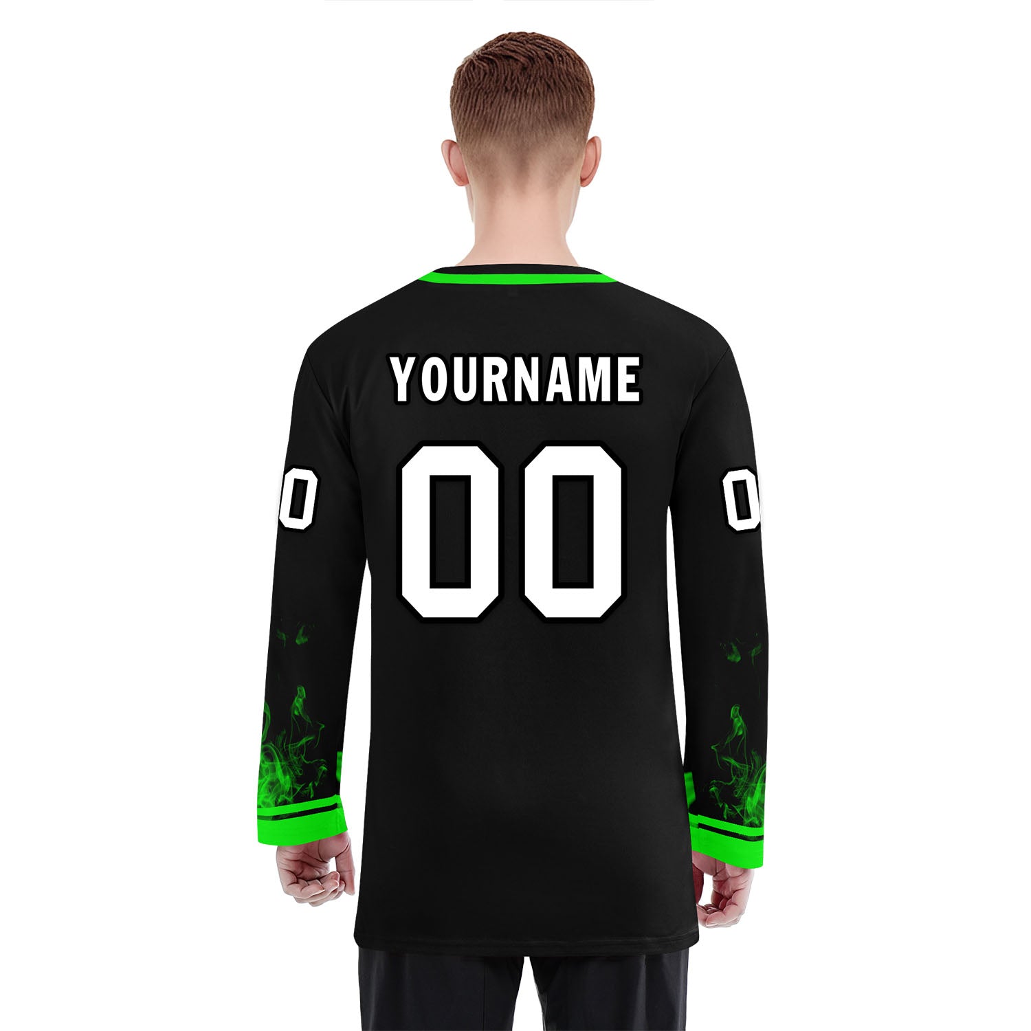Custom Balck Green Gothic Personalized Hockey Jersey HCKJ01-E0601-01