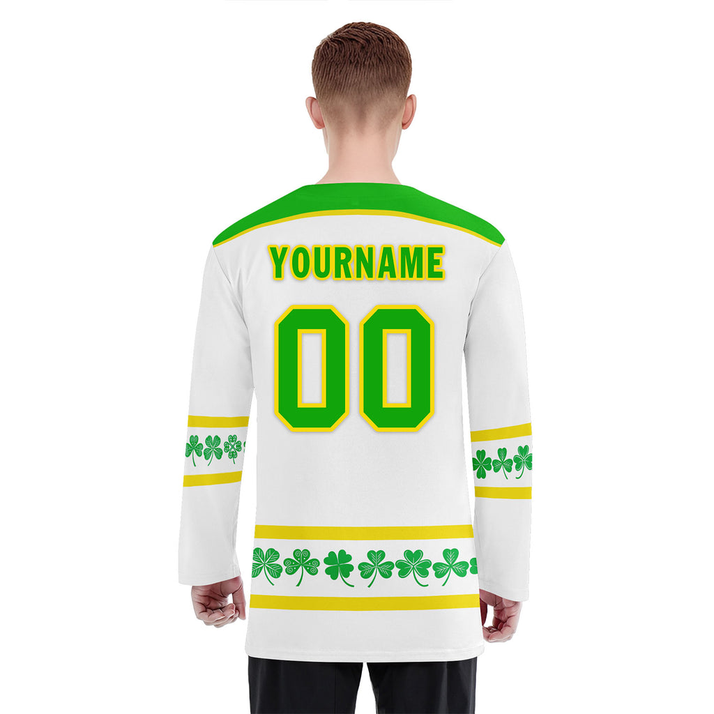 Custom Four-leaf clover Personalized Hockey Jersey HCKJ01-E0615-9