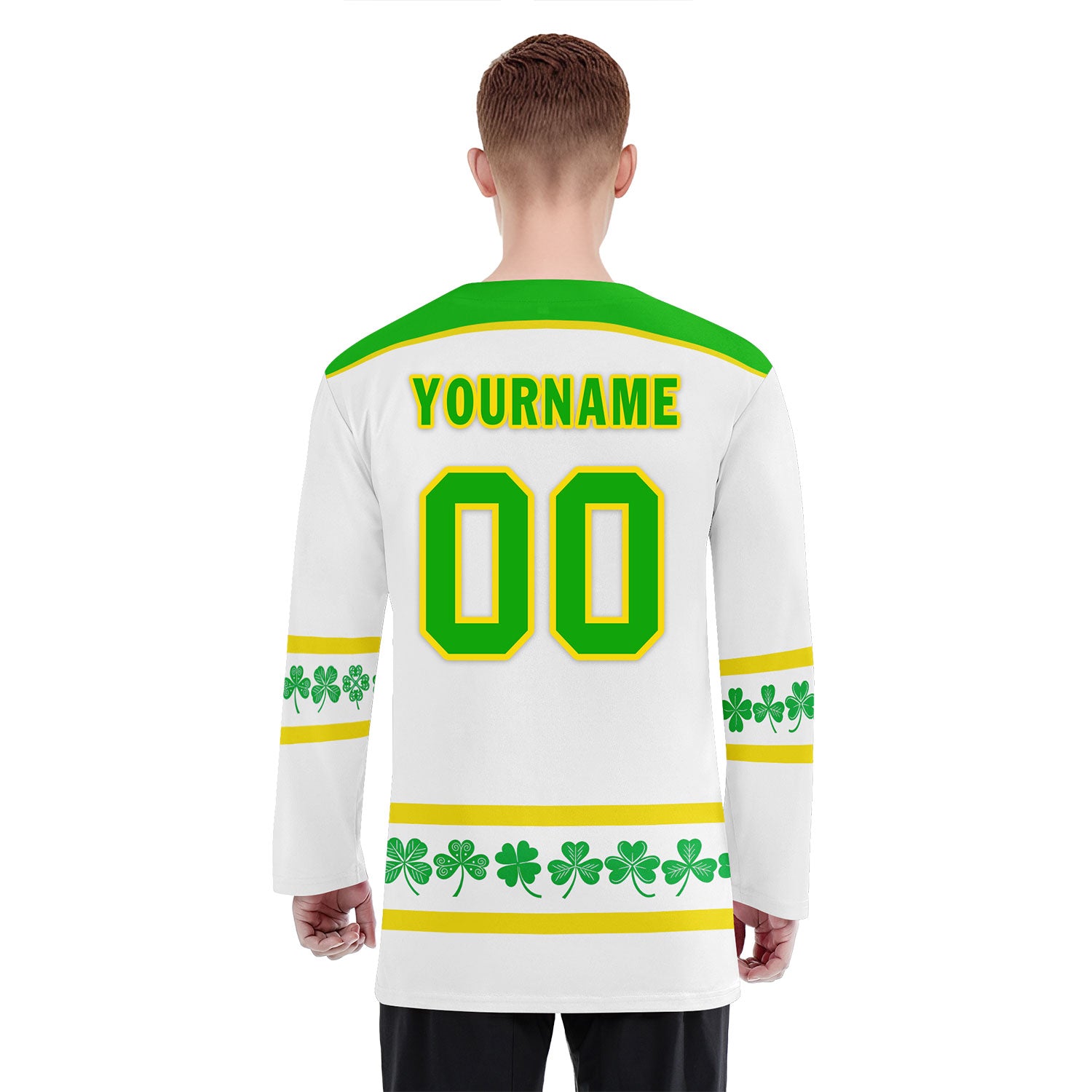 Custom Four-leaf clover Personalized Hockey Jersey HCKJ01-E0615-9