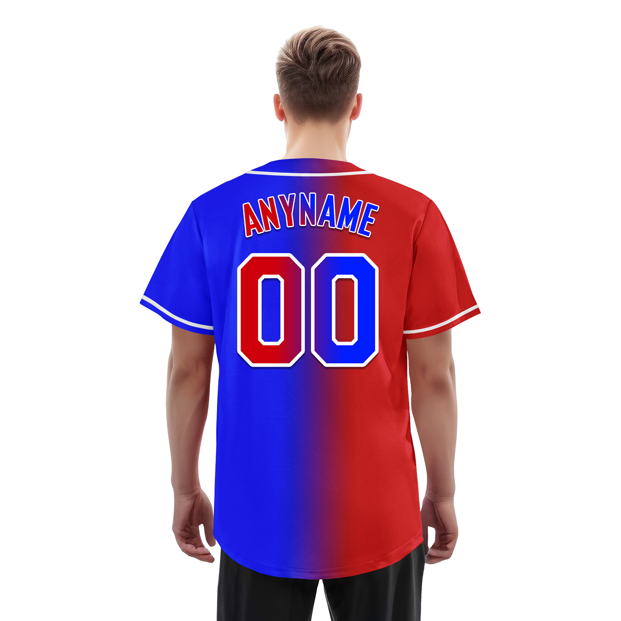 Custom Red Blue Gradient Fashion Personalized Authentic Baseball Jersey BSBJ01-D0a707b