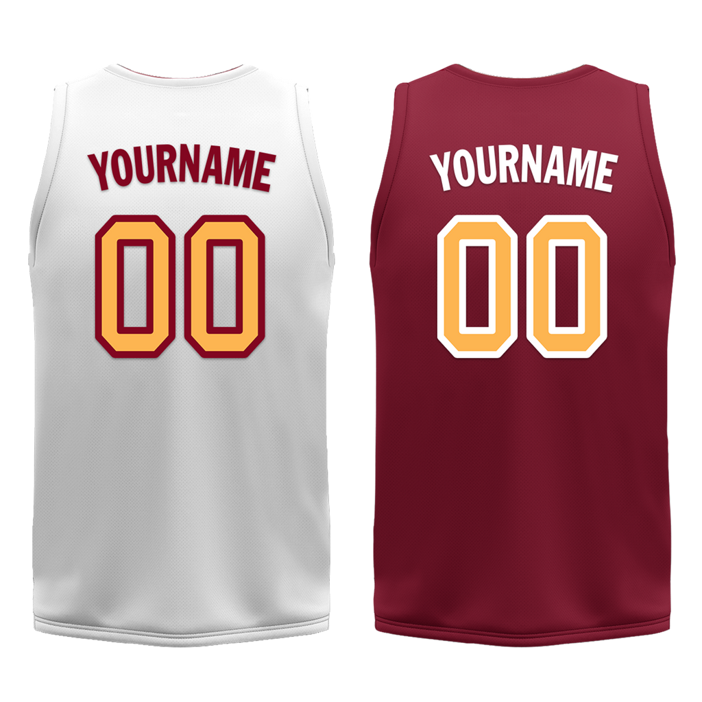 Custom White Red Classic Style Reversible Basketball Uniform Personalized Ordinary BBJR-D017012