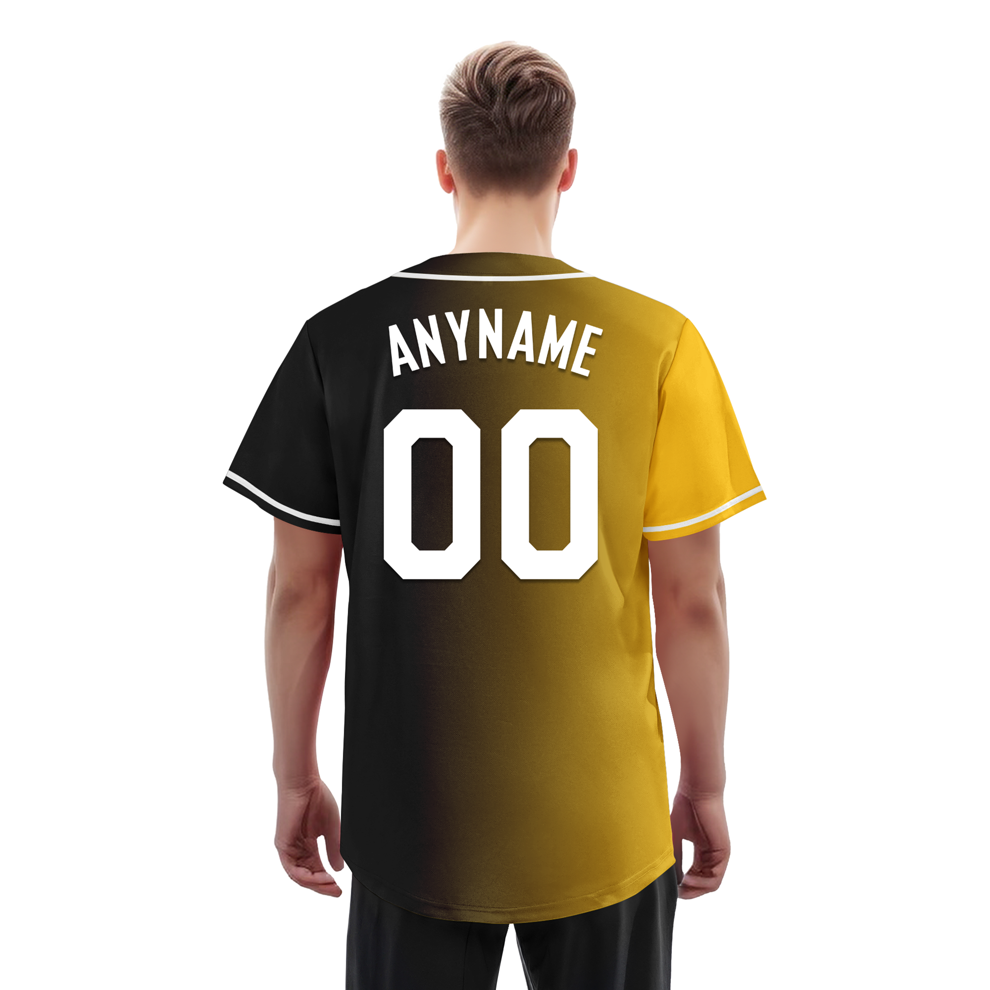 Custom Yellow Black Gradient Fashion Personalized Authentic Baseball Jersey BSBJ01-D0a7a00