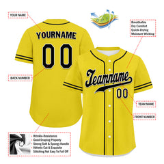 Custom Yellow Classic Style Black Personalized Authentic Baseball Jersey UN002-bd0b00d8-b7