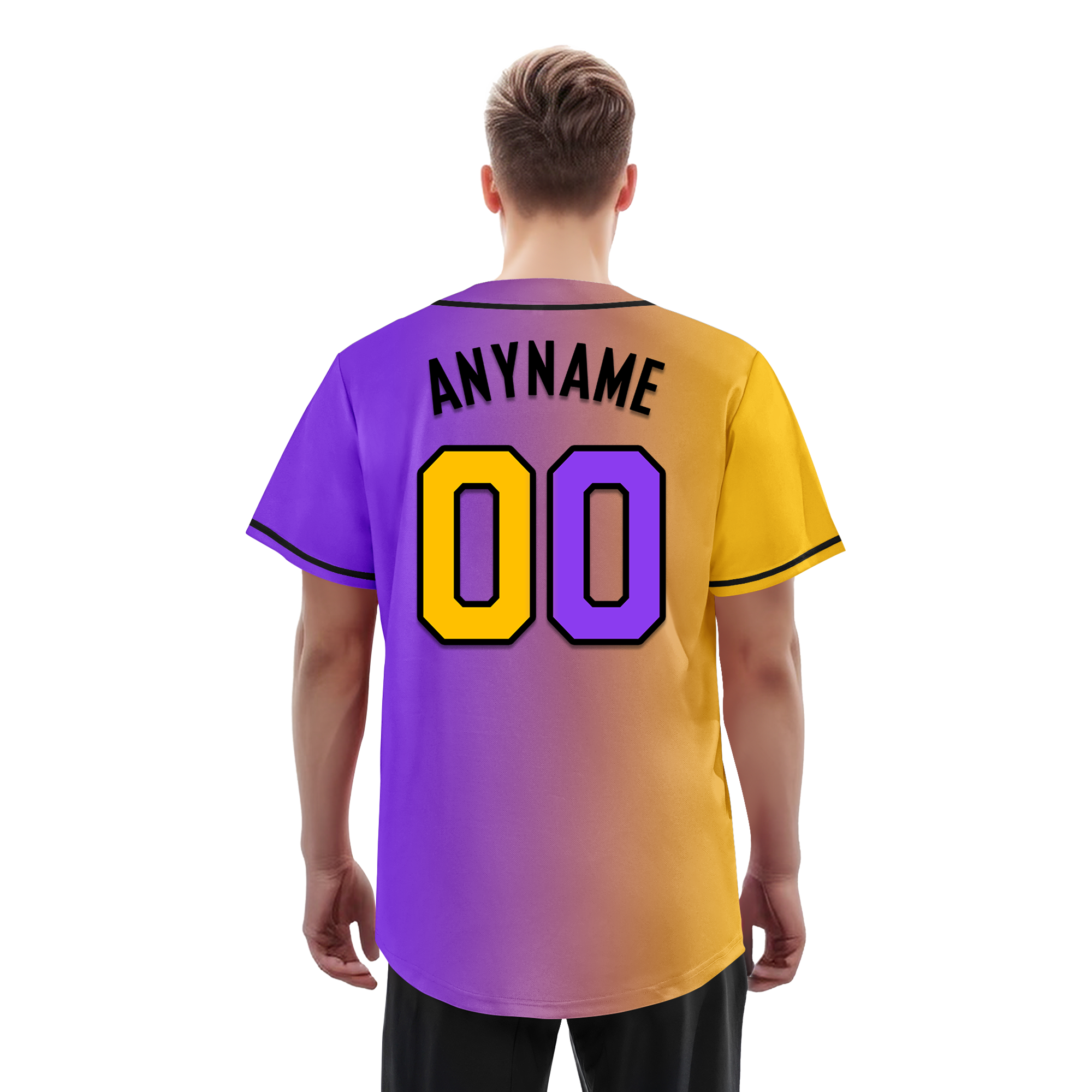 Custom Yellow Pink Gradient Fashion Personalized Authentic Baseball Jersey BSBJ01-D0a7a0a