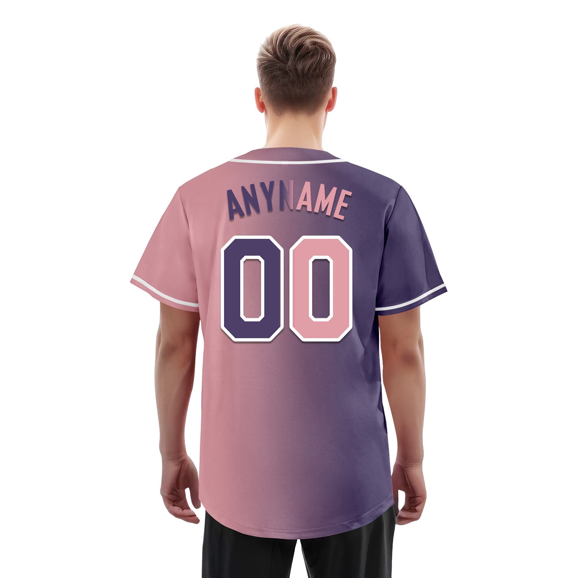 Custom Purple Pink Gradient Fashion Personalized Authentic Baseball Jersey BSBJ01-D0a7a0e
