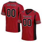 Custom Black Red Striped Sleeves Personalized Authentic Football Jersey FBJ02-D06049