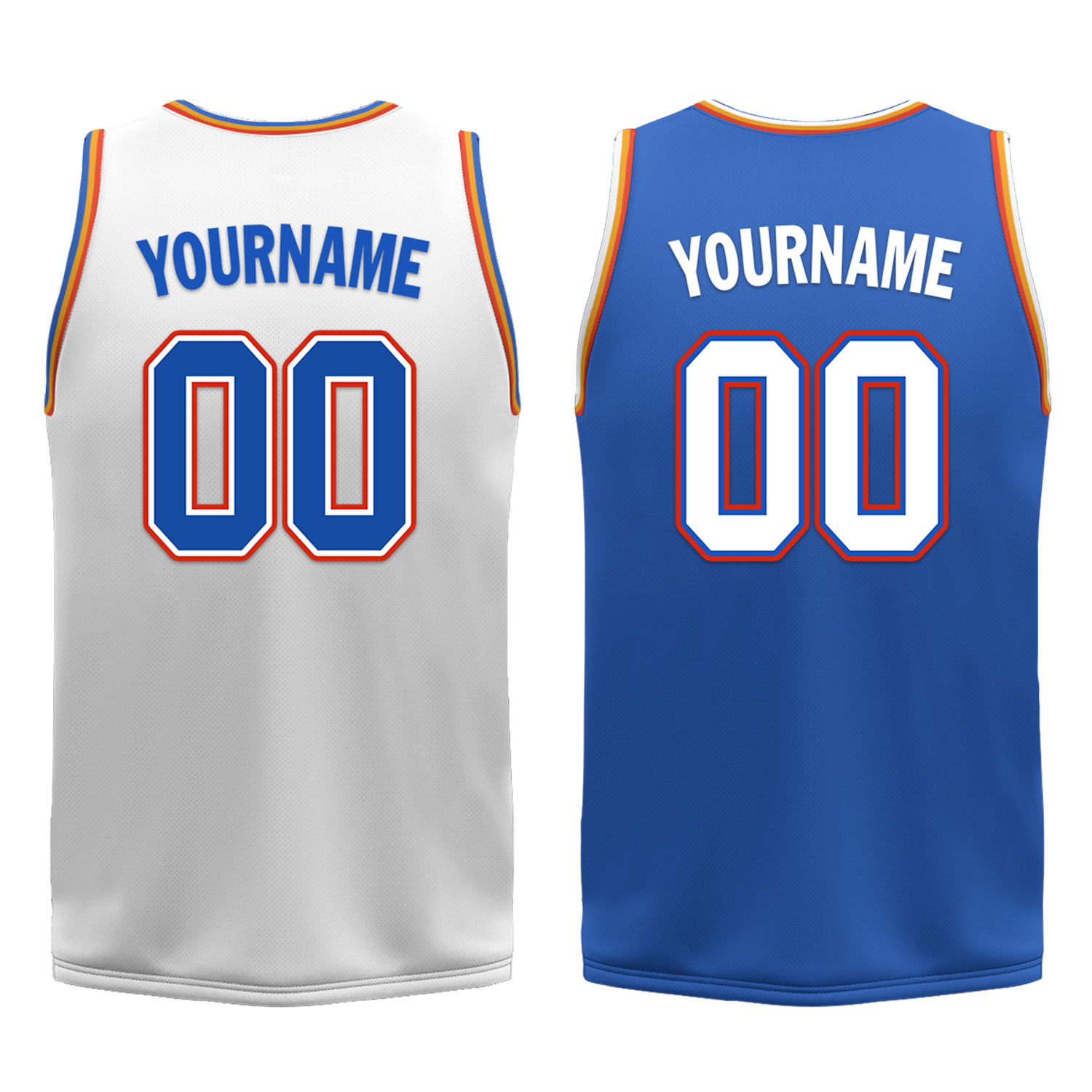 Custom White Blue Classic Style Reversible Basketball Uniform Personalized COOLMAX BBJR-D017039