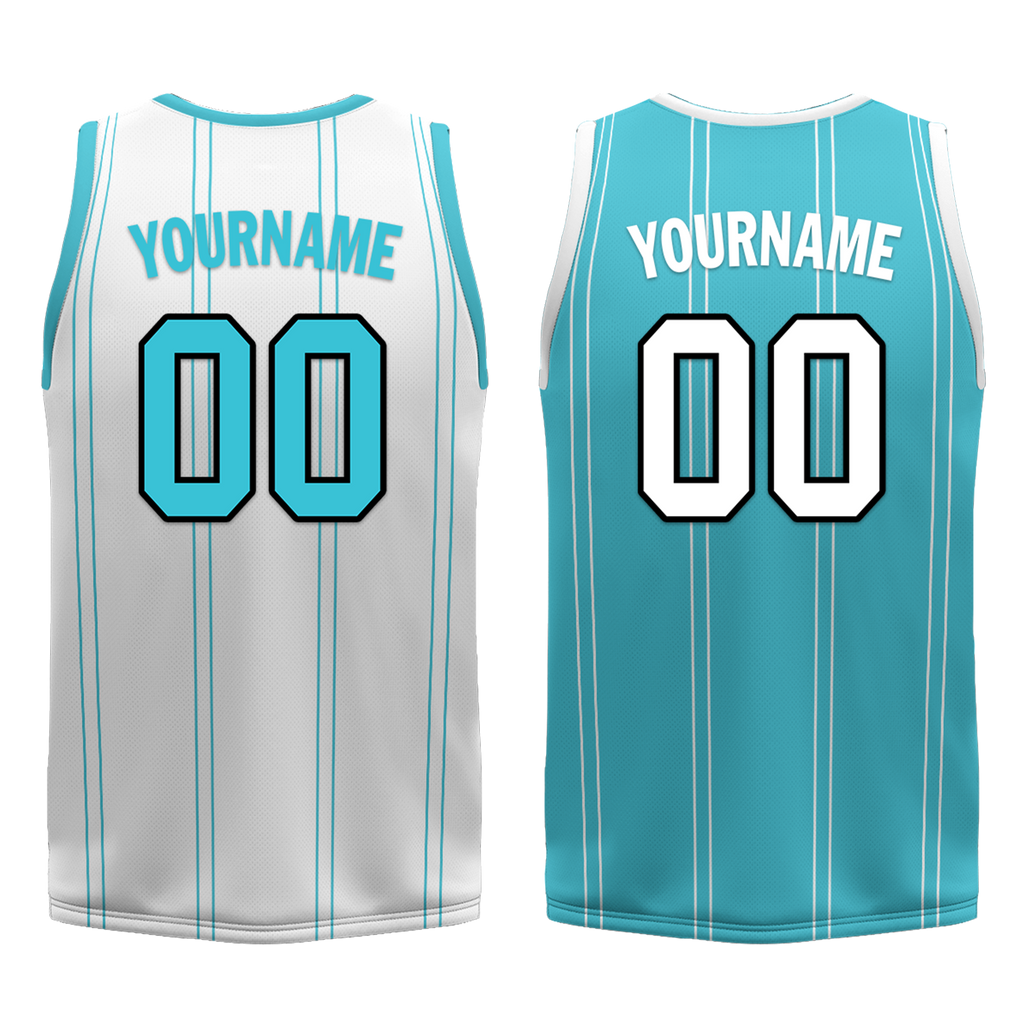 Custom White Blue Classic Style Reversible Basketball Uniform Personalized Ordinary BBJR-D017013