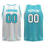 Custom White Blue Classic Style Reversible Basketball Uniform Personalized Ordinary BBJR-D017013