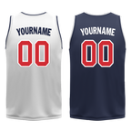Custom White Blue Classic Style Reversible Basketball Uniform Personalized COOLMAX BBJR-D017023