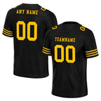 Custom Black Yellow Striped Sleeves Personalized Authentic Football Jersey FBJ02-D06040