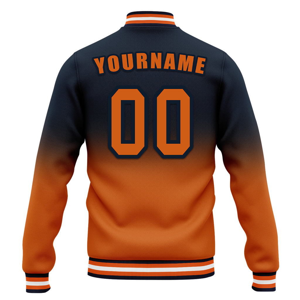 Custom Blue Orange Fade Fashion Jacket Bomber Full-Snap Varsity Letterman Personalized Jacket FZ005-D020229-8