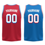 Custom Red Blue Classic Style Reversible Basketball Uniform Personalized COOLMAX BBJR-D017022