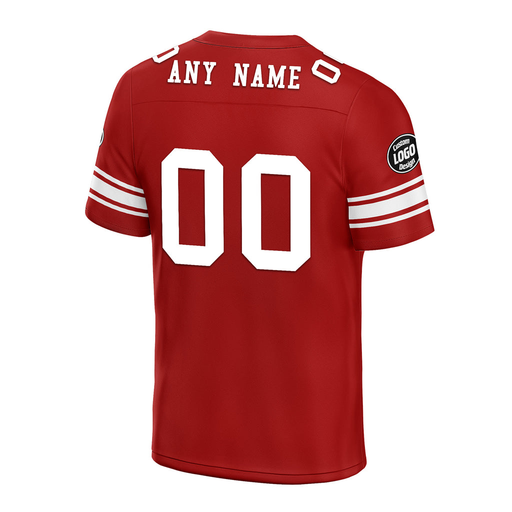 Custom Red White San Francisco Personalized Authentic Football Jersey FBJ02-D020256-13
