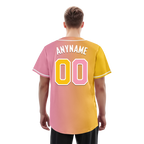 Custom Yellow Pink Gradient Fashion Personalized Authentic Baseball Jersey BSBJ01-D0a7aac