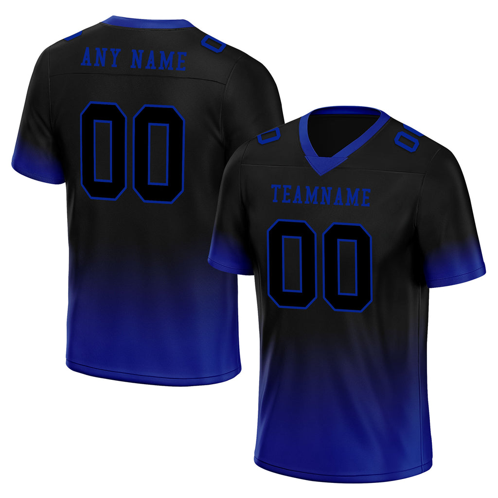 Custom Black Blue Fade Fashion Personalized Authentic Football Jersey FBJ02-D06085