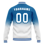 Custom Blue White Fade Fashion Jacket Bomber Full-Snap Varsity Letterman Personalized Jacket FZ005-D020229-18
