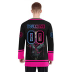 Custom Black Pink Light blue Gothic Personalized Hockey Jersey HCKJ01-E0601-05