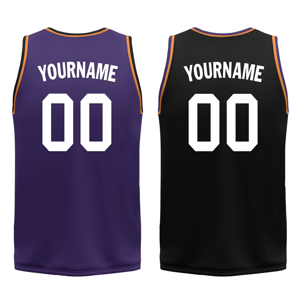 Custom Purple Black Classic Style Reversible Basketball Uniform Personalized COOLMAX BBJR-D017058