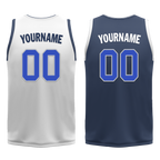 Custom White Blue Classic Style Reversible Basketball Uniform Personalized COOLMAX BBJR-D017054