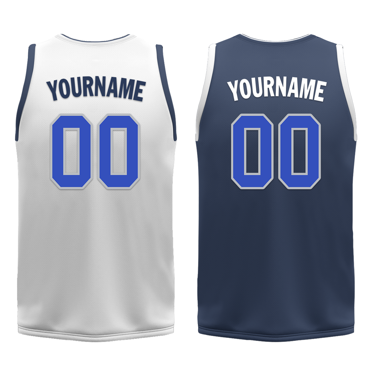Custom White Blue Classic Style Reversible Basketball Uniform Personalized COOLMAX BBJR-D017054