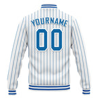 Custom Blue White Stripe Fashion Jacket Bomber Full-Snap Varsity Letterman Personalized Jacket FZ005-D020219-19