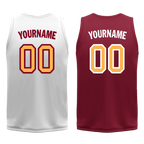 Custom White Red Classic Style Reversible Basketball Uniform Personalized COOLMAX BBJR-D017012
